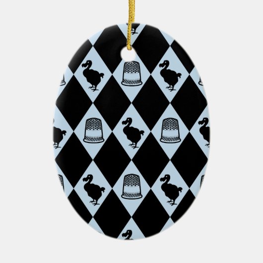 Alice Dodo en Thimble Pattern Keramisch Ornament (Voorkant)