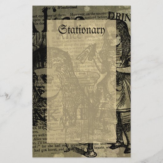 Alice Drink me Collage Briefpapier (Voorkant)