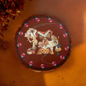 Alice Duchess Cheshire Cat Burgundy Pouf Rond Kussen