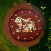 Alice Duchess Cheshire Cat Burgundy Pouf Rond Kussen