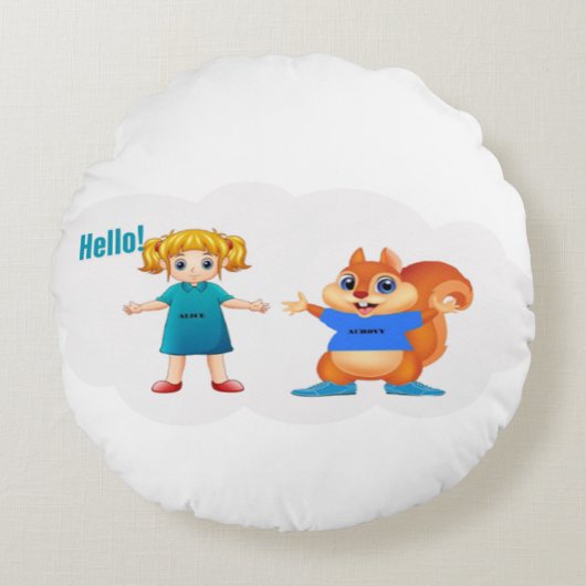 Alice en Aurovy Theme Rond Kussen (Voorkant)