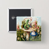 Alice en de Caterpijler in Wonderland Vierkante Button 5,1 Cm (Voorkant /achterkant)