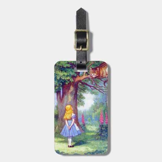 Alice en de Cheshire Cat Full Color Bagagelabel (Voorkant verticaal)