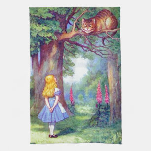 Alice en de Cheshire Cat Full Color Theedoek