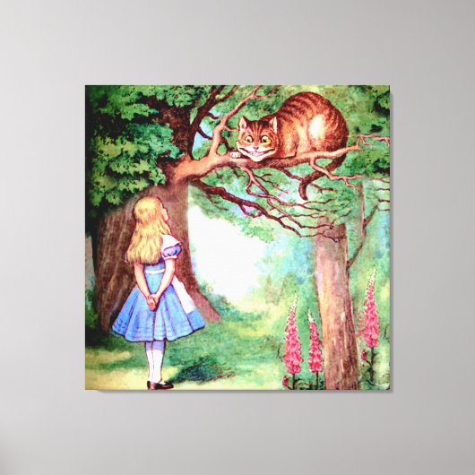 Alice en de Cheshire Cat in Wonderland Canvas Afdruk (Voorkant)