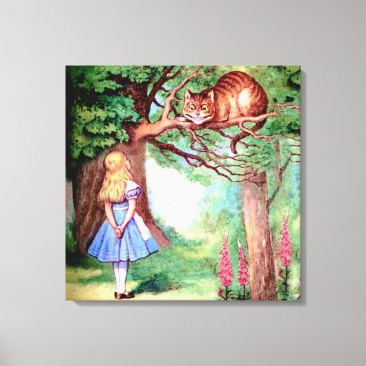 Alice en de Cheshire Cat in Wonderland Canvas Afdruk (Voorkant)