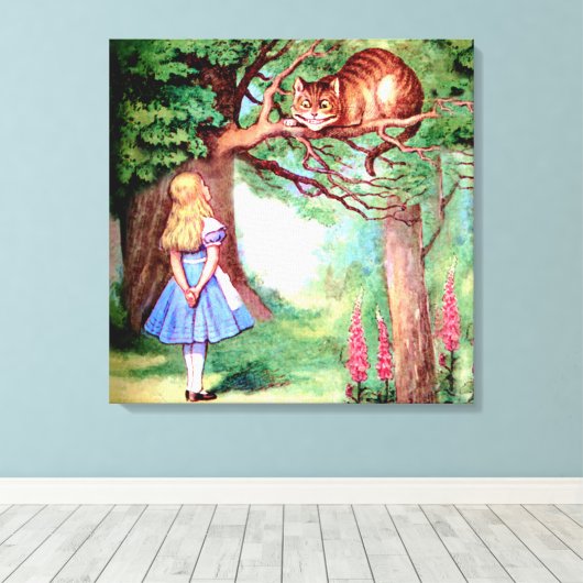 Alice en de Cheshire Cat in Wonderland Canvas Afdruk (Insitu (Houten vloer))