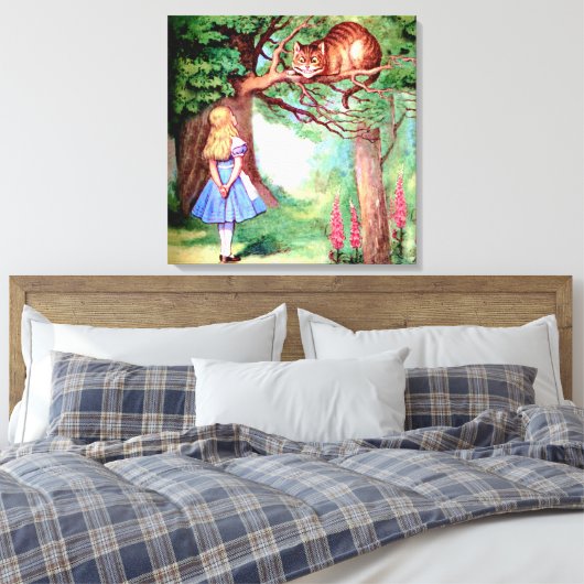 Alice en de Cheshire Cat in Wonderland Canvas Afdruk (Insitu (Slaapkamer))