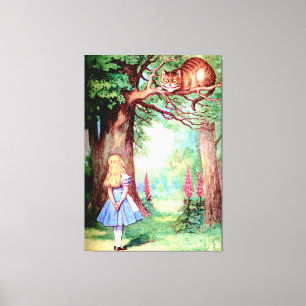Alice en de Cheshire Cat in Wonderland Canvas Afdruk