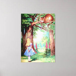 Alice en de Cheshire Cat in Wonderland Canvas Afdruk
