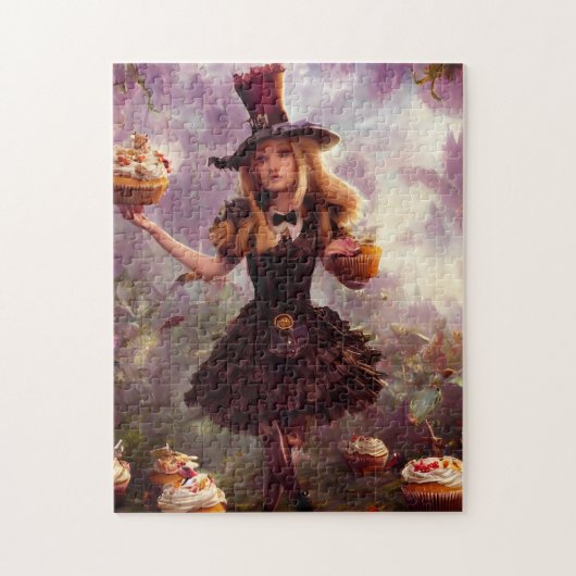 Alice en de Cupcakes Steampunk Fantasy Legpuzzel (Verticaal)
