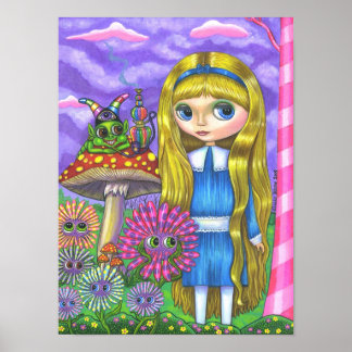 Alice en de Cute Doll-paddenstoel van de Caterstyl Poster