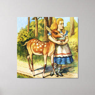 Alice en de Deer in Wonderland Canvas Afdruk