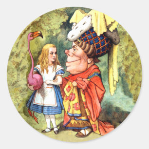 Alice en de hertogin spelen Flamingo Croquet Ronde Sticker