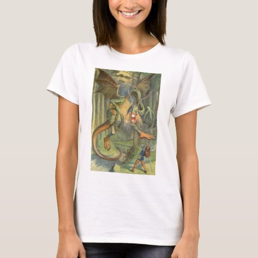 Alice en de Jabberwocky in volledige kleur T-shirt (Voorkant)