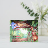 Alice en de Kat van Cheshire in Sprookjesland Briefkaart (Staand voorkant)