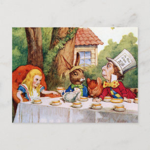 Alice en de Tea Party van de Mad Hatter in Wonderl Briefkaart