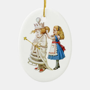 Alice en de Witte Koningin in Wonderland Keramisch Ornament