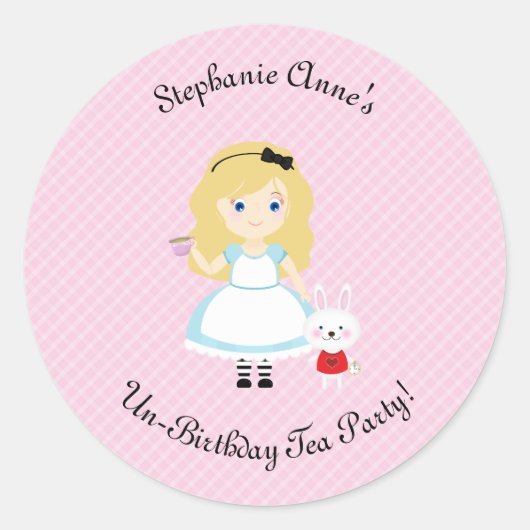 Alice en haar Tea Party Ronde Sticker (Voorkant)