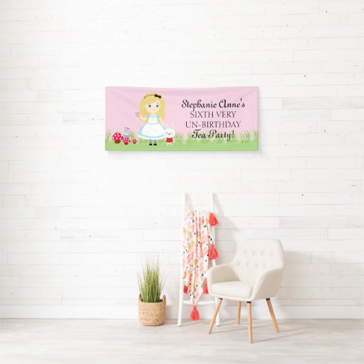 Alice en haar Tea Party Spandoek (Insitu)