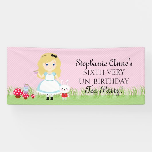 Alice en haar Tea Party Spandoek (Horizontaal)