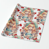 Alice en harten thema cadeaupapier (Uitgerold)
