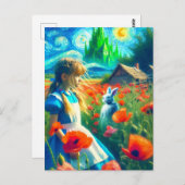 Alice en het witte konijn gaan Oz Van Gogh Stijl b Briefkaart (Voorkant / Achterkant)