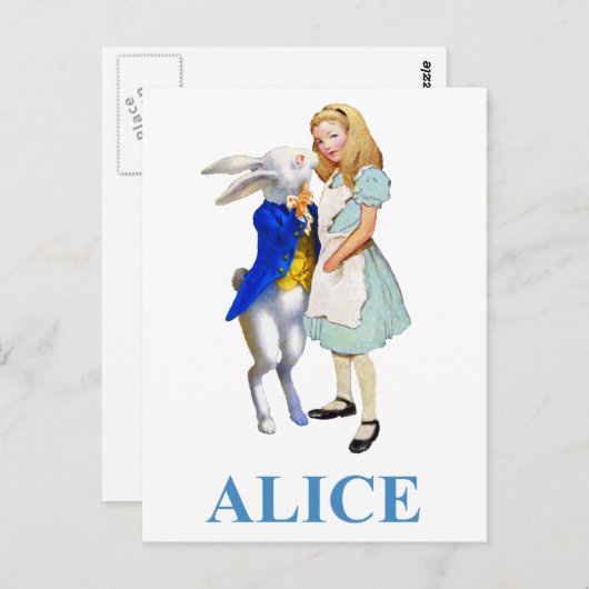 Alice en het witte konijn in Wonderland Briefkaart (Voorkant / Achterkant)