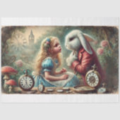 Alice en Konijn Klok Forest Decoupage Tissuepapier (Voorkant)