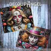 Alice en Mad Hatter Decoupage Tissuepapier