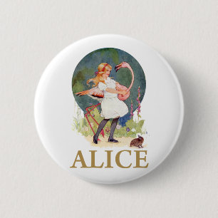 ALICE EN PINK FLAMINGO PLAY CROQUET RONDE BUTTON 5,7 CM