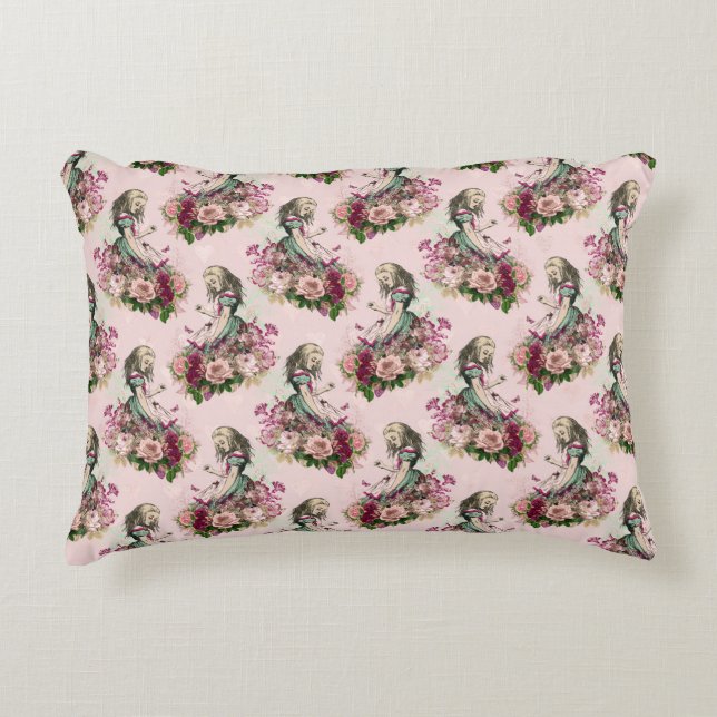 Alice en Pink Flowers Accent Kussen (Voorkant)