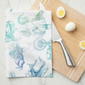 Alice en serviette de blanc de vert bleu heure du (Quart Plié)