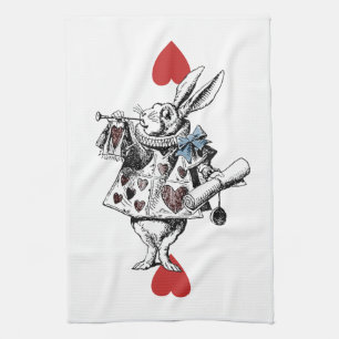 Alice en serviette de thé blanche de coeurs de