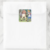 Alice en Tweedledee in Wonderland Vierkante Sticker (Tas)