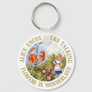Alice Encounters die Flowers spreken in Wonderland Sleutelhanger