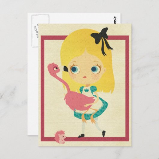 Alice et la carte postale Flamant rose (Devant / Derrière)