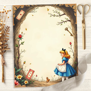 Alice et Lapin Blanc Papier pour Scrapbook Floral