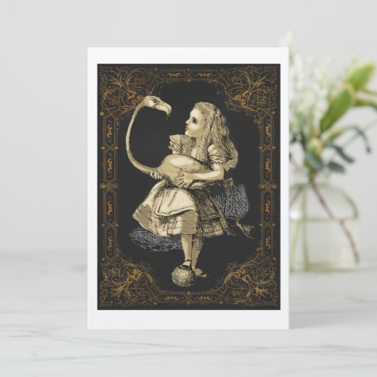 Alice & Flamingo Alice Wonderland Uitnodiging (Staand voorkant)