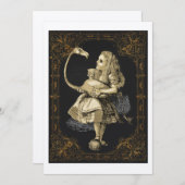 Alice & Flamingo Alice Wonderland Uitnodiging (Voorkant / Achterkant)