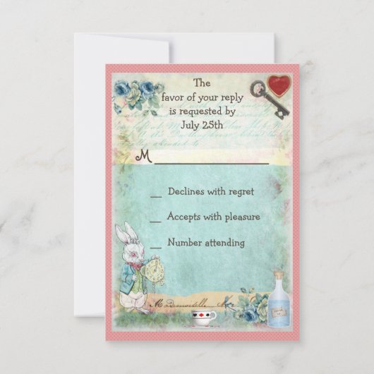 Alice, Flamingo & Cheshire Cat RSVP (Achterkant)