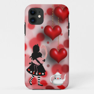 Alice & Flamingo Hearts & Teapot iPhone 11 Hoesje