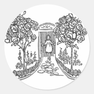 Alice in de Doorway (in 7 vormen) Ronde Sticker