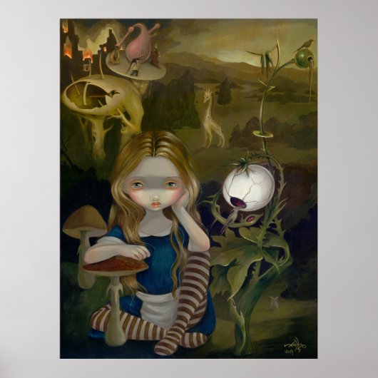 Alice in een Bosch landschap, onderbroede kunst Af Poster (Voorkant)