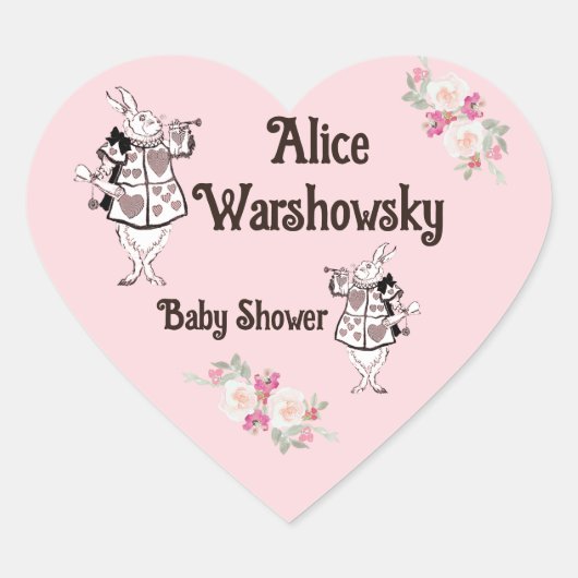  Alice in het baby shower van Wonderland Pink Girl Hart Sticker (Voorkant)