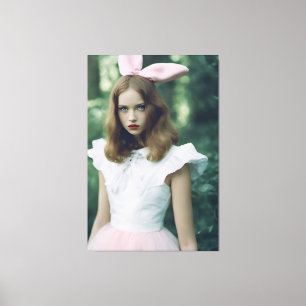 Alice in het bos Mode Verlopen Film Foto Canvas Afdruk