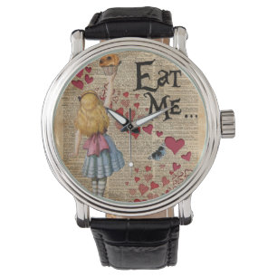 Alice in het Sprookjesland eet me Muffin Horloge