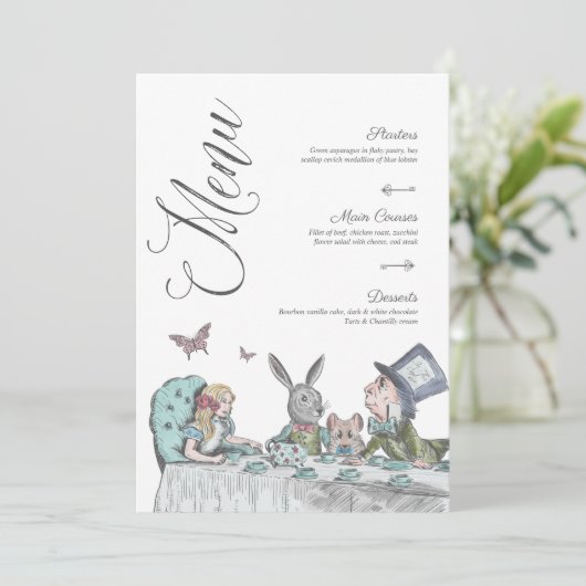 Alice in het Wonderland Tea Party Menu (Staand voorkant)