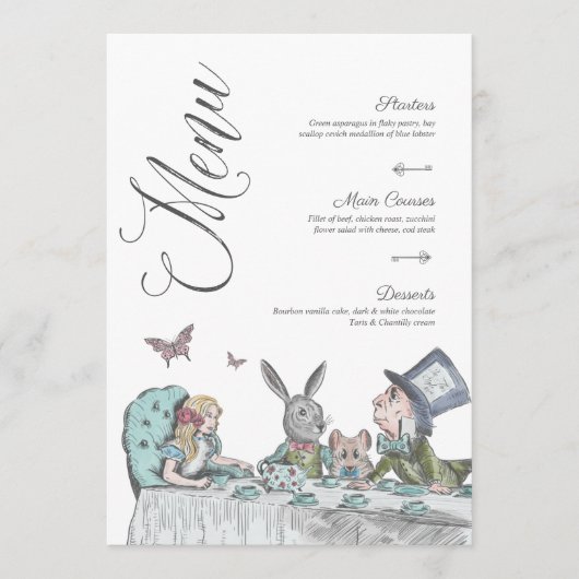 Alice in het Wonderland Tea Party Menu (Voorkant)