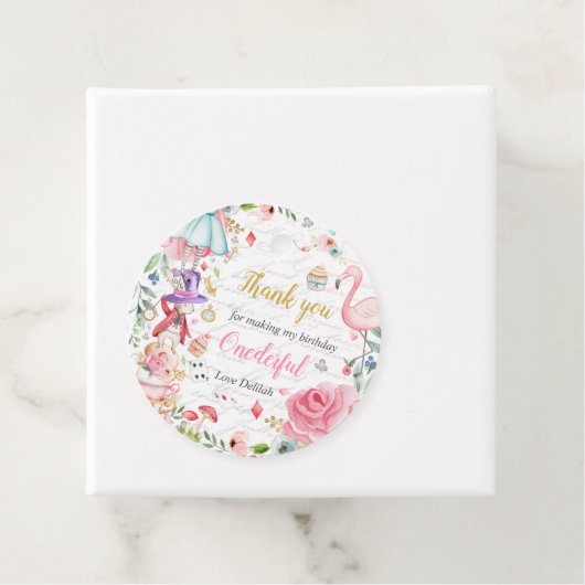 Alice in Onederland 1e verjaardag Mad Tea Party Bedankjes Labels (In situ)